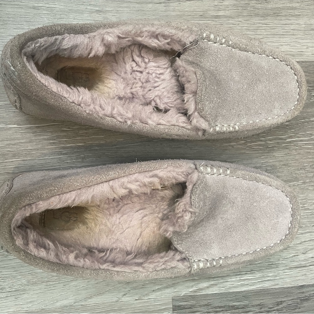 UGG Gray Suede Moccasin Slippers